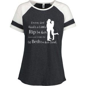 Every Girl Needs A Little Rip In Her Jeans And Beth In Her Soul Enza Ladies Jersey Colorblock Tee