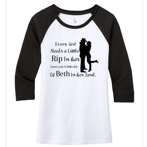 Every Girl Needs A Little Rip In Her Jeans And Beth In Her Soul Women's Tri-Blend 3/4-Sleeve Raglan Shirt