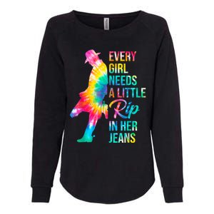 Every Girl Needs A Little Rip In Her Jeans Funny Quotes Womens California Wash Sweatshirt