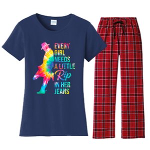 Every Girl Needs A Little Rip In Her Jeans Funny Quotes Women's Flannel Pajama Set