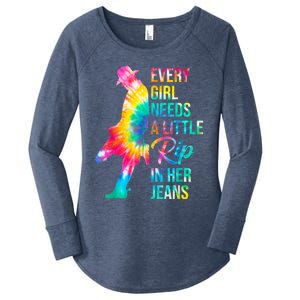 Every Girl Needs A Little Rip In Her Jeans Funny Quotes Women's Perfect Tri Tunic Long Sleeve Shirt