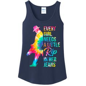 Every Girl Needs A Little Rip In Her Jeans Funny Quotes Ladies Essential Tank