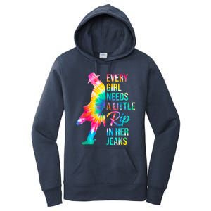 Every Girl Needs A Little Rip In Her Jeans Funny Quotes Women's Pullover Hoodie