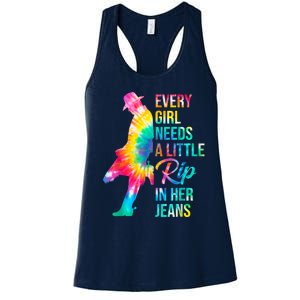 Every Girl Needs A Little Rip In Her Jeans Funny Quotes Women's Racerback Tank