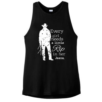 Every Girl Needs A Little Rip In Her Jeans Ladies PosiCharge Tri-Blend Wicking Tank