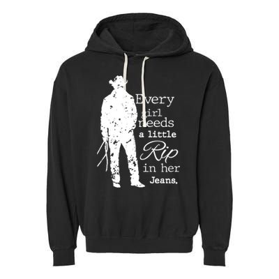 Every Girl Needs A Little Rip In Her Jeans Garment-Dyed Fleece Hoodie