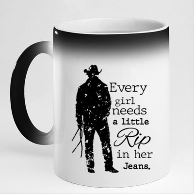 Every Girl Needs A Little Rip In Her Jeans 11oz Black Color Changing Mug