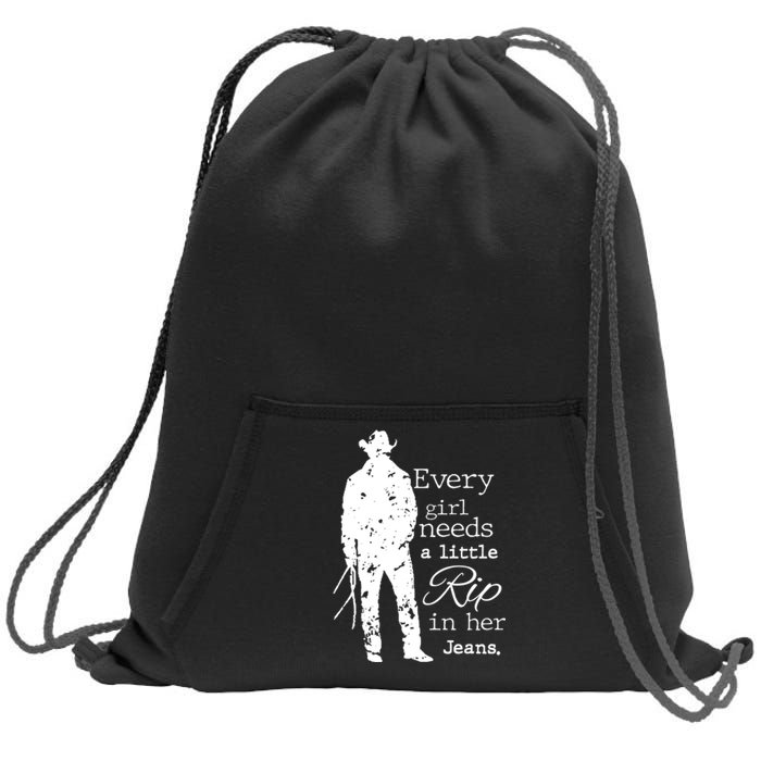 Every Girl Needs A Little Rip In Her Jeans Sweatshirt Cinch Pack Bag