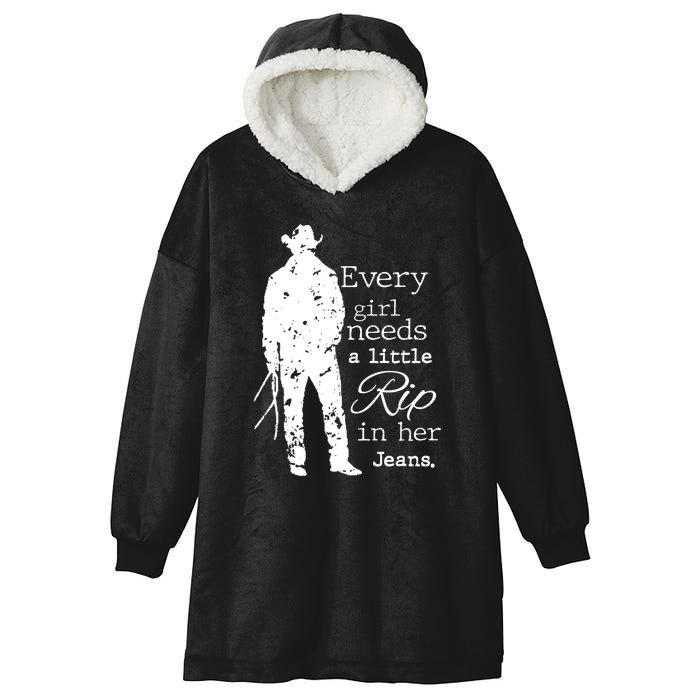 Every Girl Needs A Little Rip In Her Jeans Hooded Wearable Blanket