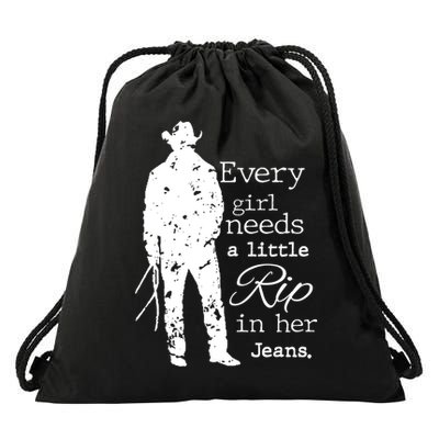 Every Girl Needs A Little Rip In Her Jeans Drawstring Bag