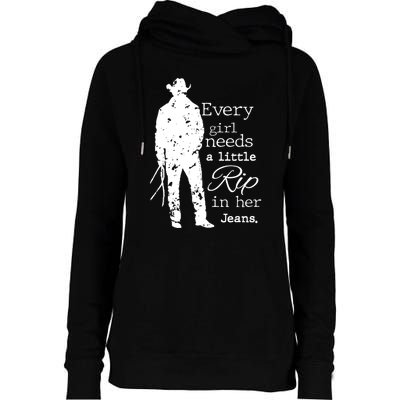 Every Girl Needs A Little Rip In Her Jeans Womens Funnel Neck Pullover Hood