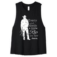 Every Girl Needs A Little Rip In Her Jeans Women's Racerback Cropped Tank