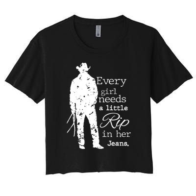 Every Girl Needs A Little Rip In Her Jeans Women's Crop Top Tee