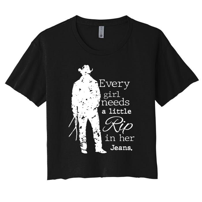 Every Girl Needs A Little Rip In Her Jeans Women's Crop Top Tee