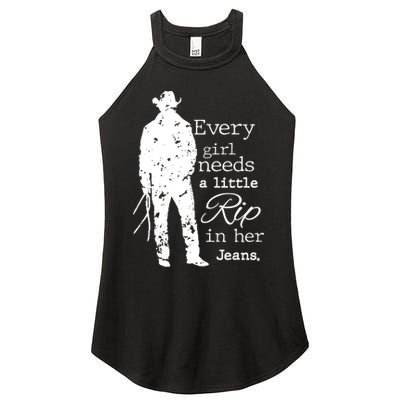 Every Girl Needs A Little Rip In Her Jeans Women's Perfect Tri Rocker Tank