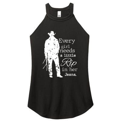 Every Girl Needs A Little Rip In Her Jeans Women's Perfect Tri Rocker Tank