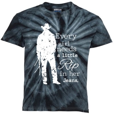 Every Girl Needs A Little Rip In Her Jeans Kids Tie-Dye T-Shirt