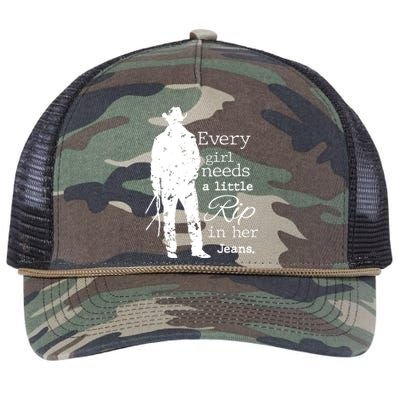 Every Girl Needs A Little Rip In Her Jeans Retro Rope Trucker Hat Cap