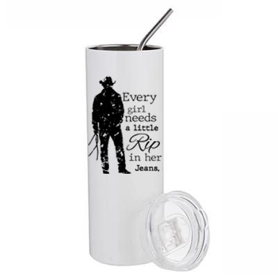 Every Girl Needs A Little Rip In Her Jeans Stainless Steel Tumbler