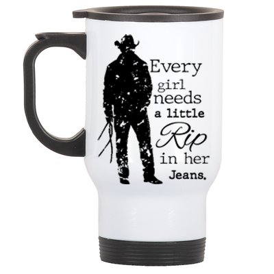 Every Girl Needs A Little Rip In Her Jeans Stainless Steel Travel Mug