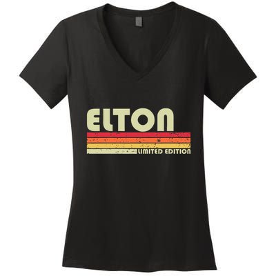 Elton Gift Name Personalized Funny Retro Vintage Birthday Women's V-Neck T-Shirt