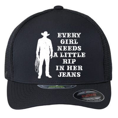 Every Girl Needs A Little Rip In Her Jeans Flexfit Unipanel Trucker Cap