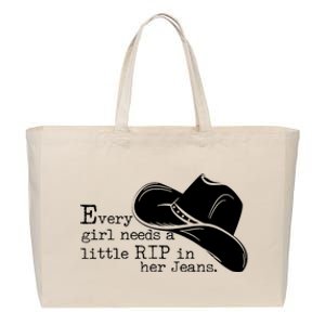 Every Girl Needs A Little Rip In Her Jeans Cotton Canvas Jumbo Tote