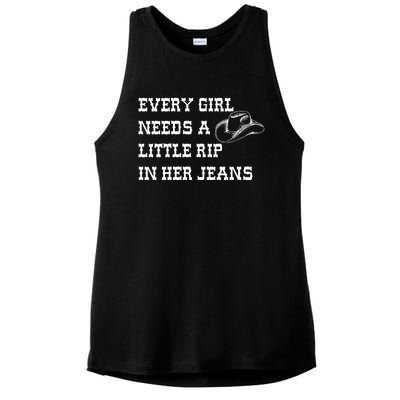 Every Girl Needs A Little Rip In Her Jeans Ladies PosiCharge Tri-Blend Wicking Tank