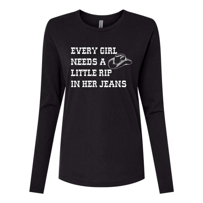 Every Girl Needs A Little Rip In Her Jeans Womens Cotton Relaxed Long Sleeve T-Shirt