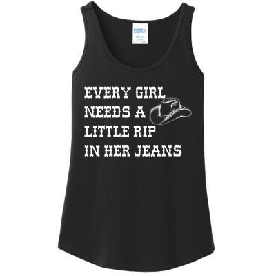 Every Girl Needs A Little Rip In Her Jeans Ladies Essential Tank