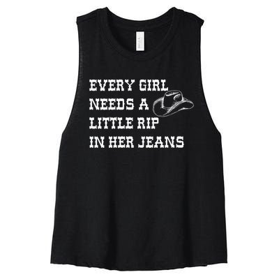 Every Girl Needs A Little Rip In Her Jeans Women's Racerback Cropped Tank