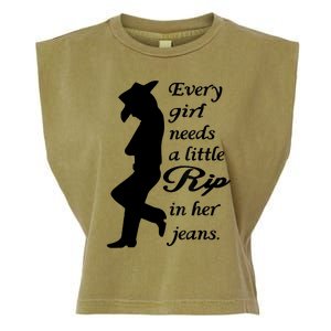 Every Girl Needs A Little Rip In Her Jeans Garment-Dyed Women's Muscle Tee