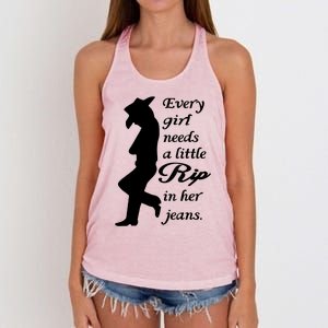 Every Girl Needs A Little Rip In Her Jeans Women's Knotted Racerback Tank