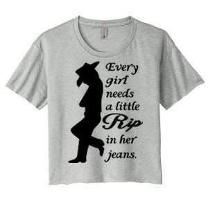 Every Girl Needs A Little Rip In Her Jeans Women's Crop Top Tee