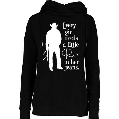 Every Girl Needs A Little Rip In Her Jeans Womens Funnel Neck Pullover Hood