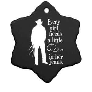 Every Girl Needs A Little Rip In Her Jeans Ceramic Star Ornament