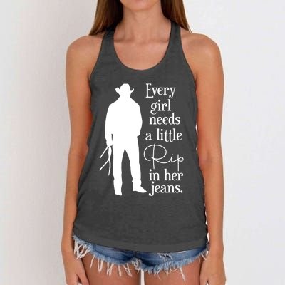 Every Girl Needs A Little Rip In Her Jeans Women's Knotted Racerback Tank