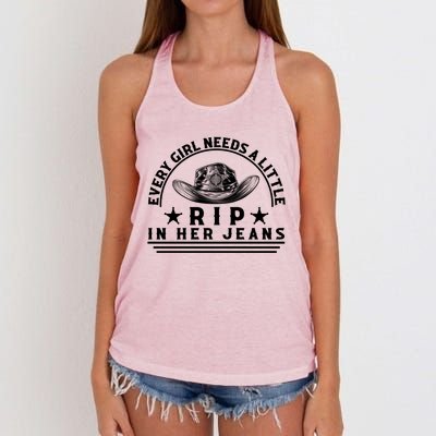 Every Girl Needs A Little Rip In Her Jeans Women's Knotted Racerback Tank