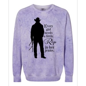 Every Girl Needs A Little Rip In Her Jeans Colorblast Crewneck Sweatshirt