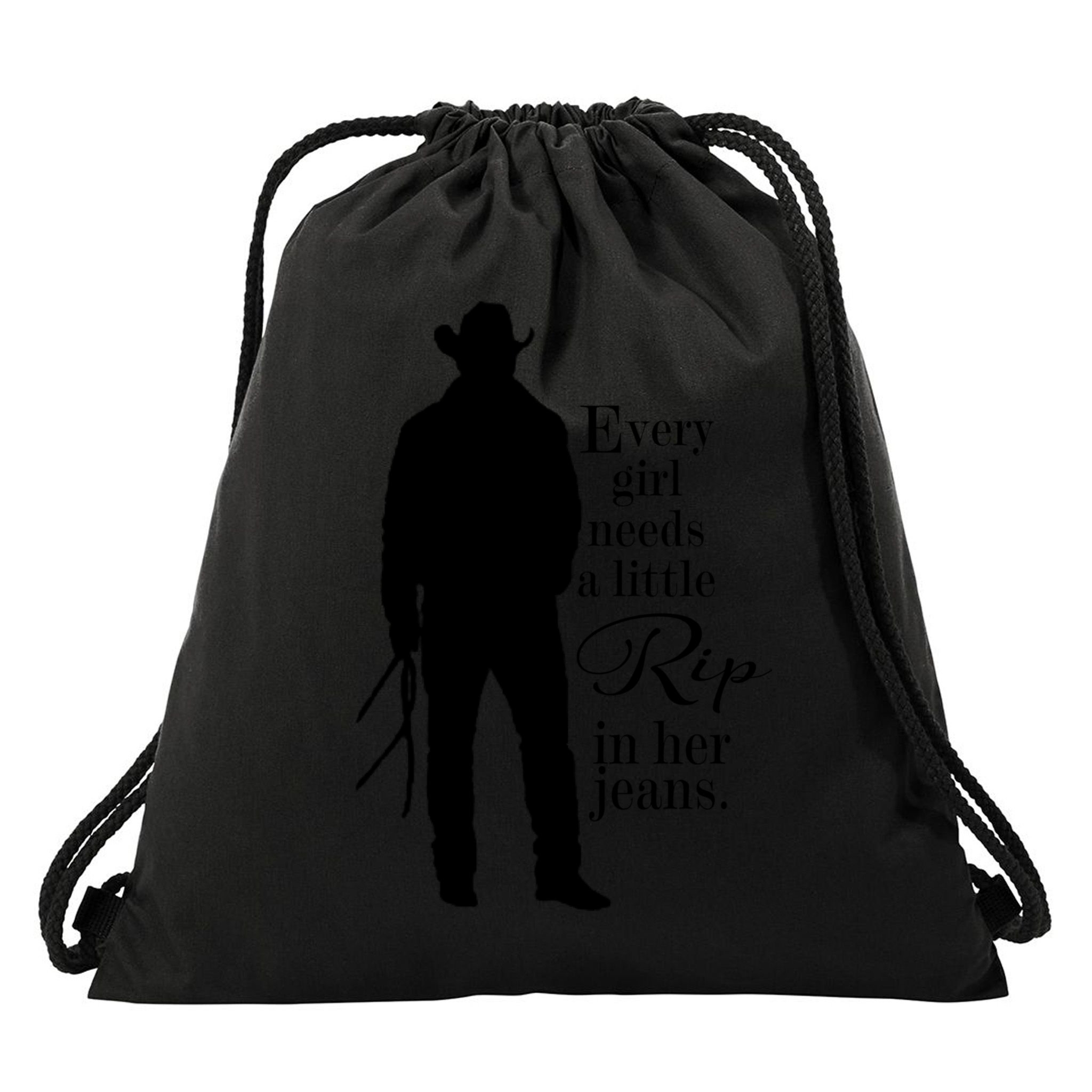 Every Girl Needs A Little Rip In Her Jeans Drawstring Bag