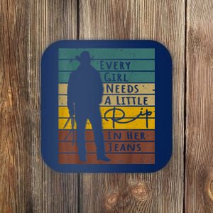 Every Girl Needs A Little Rip In Her Jeans Funny Quote Coaster