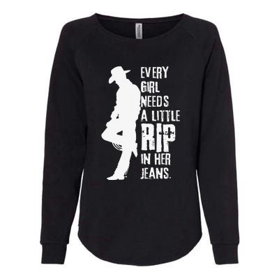 Every Girl Needs A Little Rip In Her Jeans Womens California Wash Sweatshirt