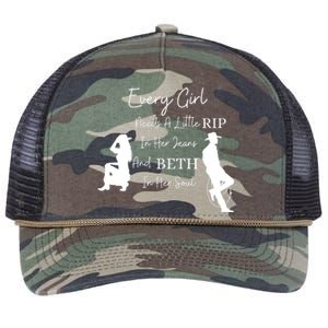 Every Girl Needs A Little Rip In Her Jeans And Beth In Her Soul Retro Rope Trucker Hat Cap