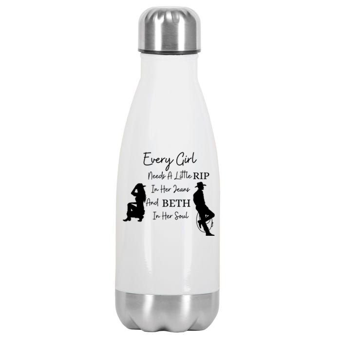 Every Girl Needs A Little Rip In Her Jeans And Beth In Her Soul Stainless Steel Insulated Water Bottle