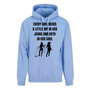 Every Girl Needs A Little Rip In Her Jeans And Beth In Her Soul Unisex Surf Hoodie