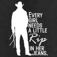 Every Girl Needs A Little RIP In Her Jeans Funny Cowboy 7 Panel Mesh Trucker Snapback Hat