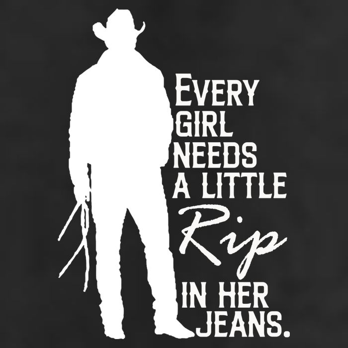Every Girl Needs A Little RIP In Her Jeans Funny Cowboy 7 Panel Mesh Trucker Snapback Hat