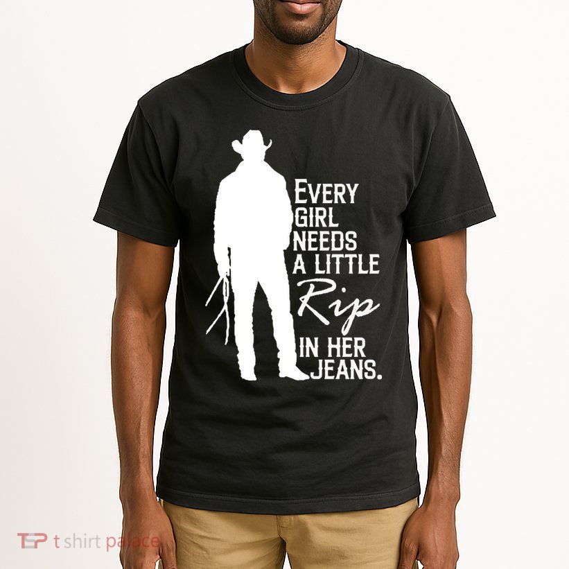 Every Girl Needs A Little RIP In Her Jeans Funny Cowboy Tall T-Shirt