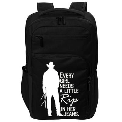 Every Girl Needs A Little RIP In Her Jeans Funny Cowboy Impact Tech Backpack