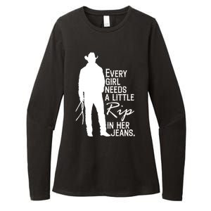 Every Girl Needs A Little RIP In Her Jeans Funny Cowboy Womens CVC Long Sleeve Shirt